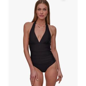 DKNY black tummy control XXL Trangle Halter One Piece Swimsuit